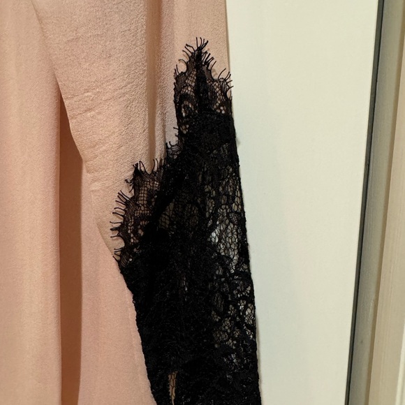 Alice + Olivia Blush Silk Blouse with Black Lace Trim size Small - Picture 4 of 9